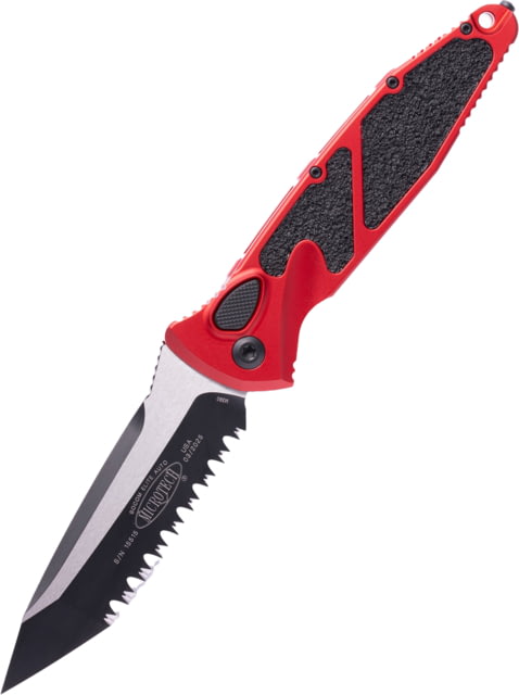 Microtech Socom Elite Auto T/E Black Full Serrate 4in Folding Knife Red - Microtech