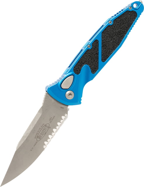 Microtech Socom Elite T/E Apocalyptic Part Serrate 4in Folding Knife Blue - Microtech