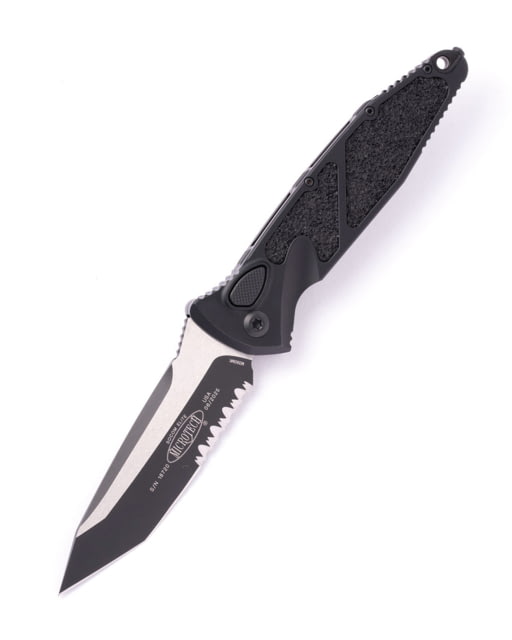 Microtech Socom Elite T/E-Auto Tactical Partial Serrated 4.05in Automatic Folding Knife Automatic Folder Black - Microtech