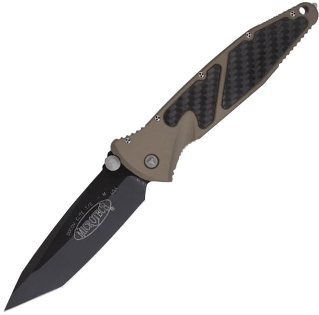 Microtech SOCOM Elite TE Folding Knife Tan Handle Black Plain MT - Microtech