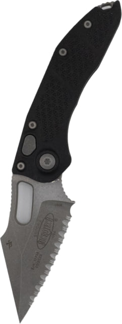 Microtech Stitch S/E Apocalyptic Full Serrate 3.75in Folding Knife Black - Microtech