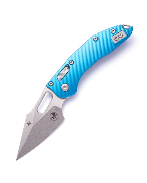 Microtech Stitch S/E Stonewash Standard Fluted 3.71in Folding Knife Manual Folder Blue