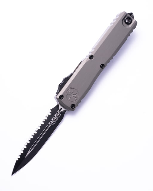 Microtech Ultratech Gen III ZBP D/E Full Serrate 3.55in Automatic Folding Knife Natural Clear/Black - Microtech Knives
