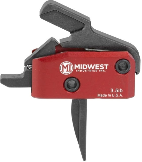 Midwest Industries Midwest Industries Enhanced AR15 Drop-In Trigger Flat 3.5lb Pull Single Stage w/Anti Walk Pins Red - $167.95 at Optics Planet