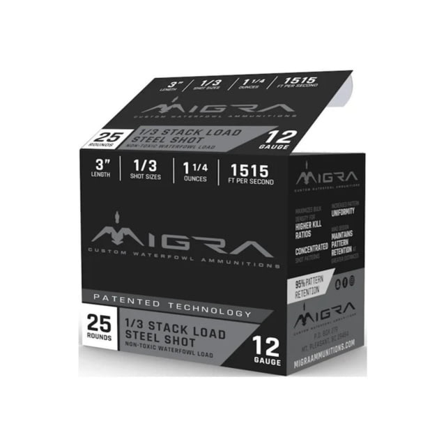 Migra Ammunitions LLC Migra Steel Waterfowl Stacked Shotshell 12ga 3" 1-1/4 oz 1515 fps #1 & #3 25/ct - Migra Ammo