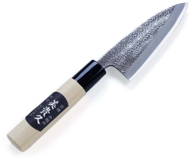 Mikihisa Deba Fixed Blade Knife 9.13in Overall 4in Blade Tsuchime White Steel #2 Blade Poplar Wood Handle - Mikihisa
