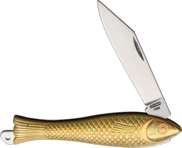 Mikov Fish Folder 2in SS Clip Blade Bronze Metal Alloy Handle Fish Shaped Handle - Mikov