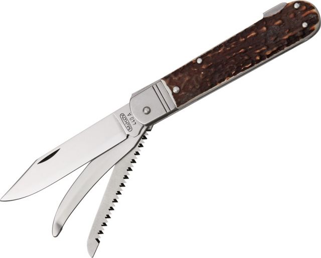 Mikov Fixir Folding Knife4.125in closedClip BladeGenuine Deer Stag Handle MIK - Mikov