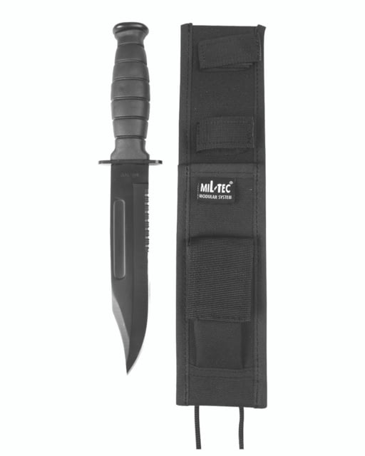 MIL-TEC Army Combat Fixed Blade Knife 6.9in Black Blade Black - Mil-Tec