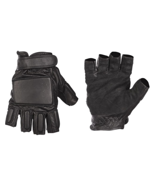 MIL-TEC Leather Security Fingerless Gloves - Men's Black Large - Mil-Tec