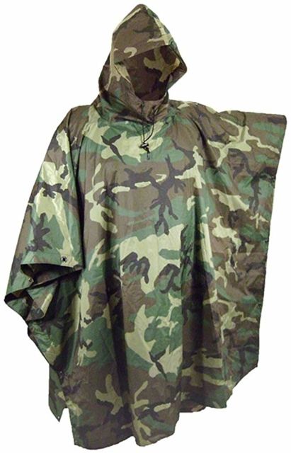 MIL-TEC Ripstop Wet Weather Poncho Woodland Camo OSFM