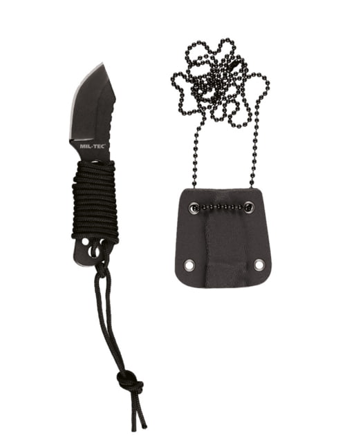 MIL-TEC 3.5in Paracord Neck Knife w/Chain Black 3.5in - Mil-Tec