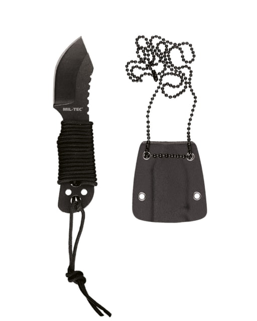 MIL-TEC 4in Paracord Neck Knife w/Chain Black 4in - Mil-Tec