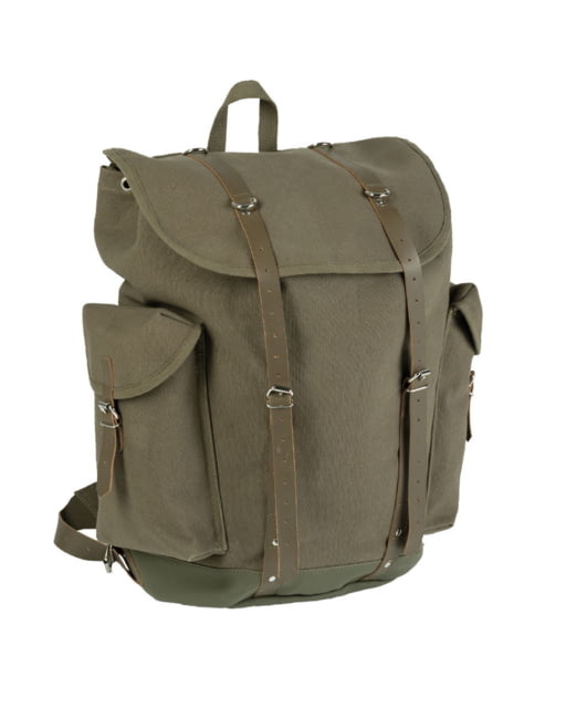 MIL-TEC Small 30 L Mountain Rucksack w/ Leather Straps Olive Drab 30L - Mil-Tec