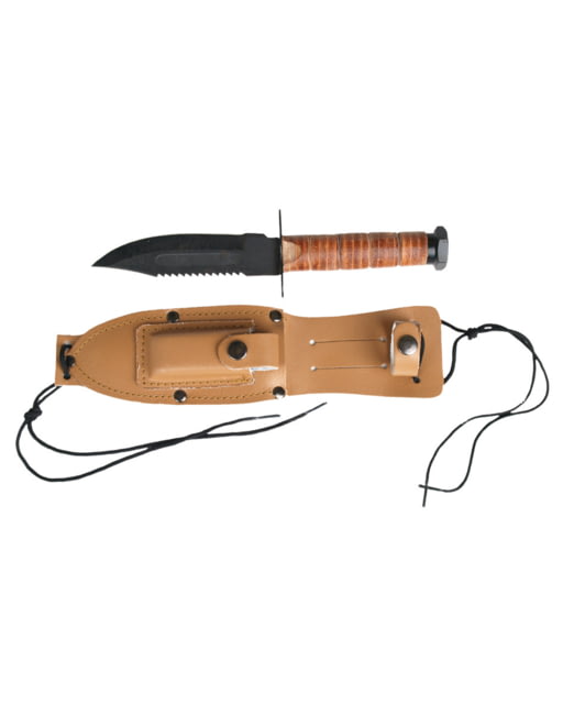 MIL-TEC US Style Pilot Survival Fixed Blade Knife 5in Carbon Steel Brown - Mil-Tec