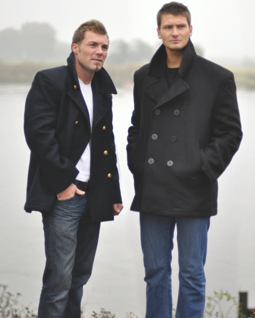 MIL-TEC Wool Peacoat w/Black Buttons - Men's Black 3XL