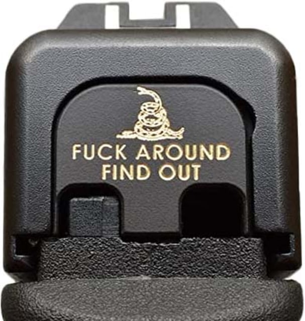 MILSPIN Fck Around Find Out Slide Back Plate Glock Gen 1-5 Black Cerakote on Brass - Milspin