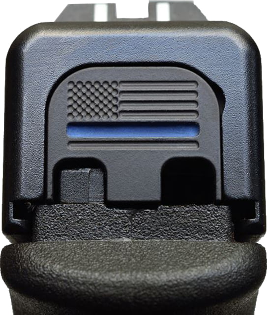 MILSPIN Thin Slide Back Plate Glock Models Gen 1-5 Thin Blue Line on Stainless Steel - Milspin