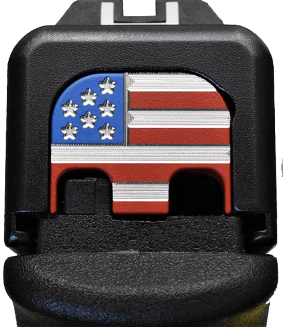 MILSPIN Tri-Color US Flag Slide Back Plate Glock Models 1-5 G17 - G41 G45 Blue and Red Cerakote on Stainless Steel - Milspin