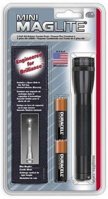 MagLite Mini 2 Cell AA Incandescent Flashlight Black Blister Card - Maglite