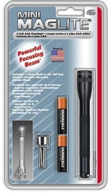 MagLite Mini 2 Cell AAA Incandescent Flashlight Black Blister Pack - Maglite