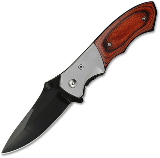 Miscellaneous Speed Assisted Folding Knife4.5in closed Black Stainless BladeBrown Pakkawood HandleStainless Bolster M3610 - Master Cutlery