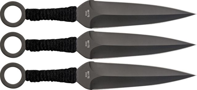 Miscellaneous 3pc Fixed Blade Throwing Knife Set 5in Double Edge Black Cord Wrapped Handle MI175 - Master Cutlery