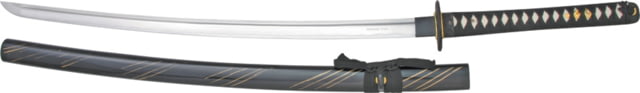 Miscellaneous Carbon Steel Katana26.5inCarbon Steel BladeWhite Imitation Rayskin Handle Black Cord Wrap M3341 - Master Cutlery
