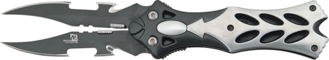 Miscellaneous Double Turbo Linerlock Folding Knife4.875in closedTwin Black Coat 440 Stainless Blade Black Metal Handle M3010 - Master Cutlery