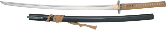 Miscellaneous Handmade Katana26.875inCarbon Steel BladeImitation Rayskin Handle Tan Cord Wrap M3278 - Master Cutlery