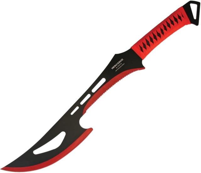 Miscellaneous Machete Knife 24.25in Overall 17in Two-Tone Finish Partially Serrated 440 SS Clip Point Blade Red Cord Wrapped Handle Black Nylon Sheath - Miscellaneous