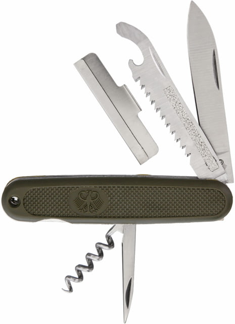 Miscellaneous Military Folding Knife Stainless blade standard screwdriver bottle open OD green composition handles with Bundeswehr symbo - Miscellaneous