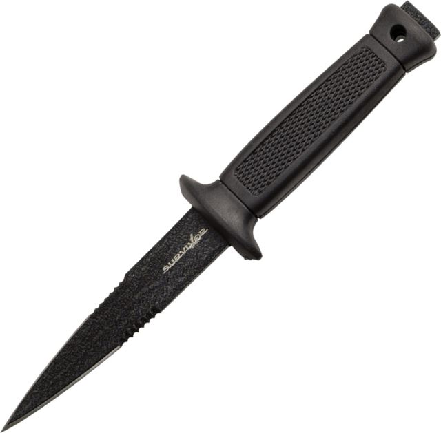 Miscellaneous Mini Dagger Fixed Blade Knife3.125inStainless Double Edge Black Dagger Blade Black Textured Rubber Handle M4234 - Master Cutlery