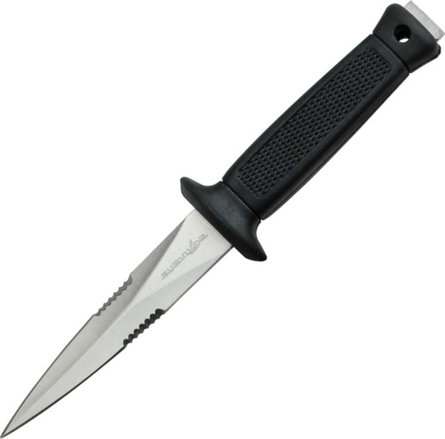 Miscellaneous Mini Dagger Fixed Blade Knife3.125inStainless Double Edge Satin Dagger Blade Black Textured Rubber Handle M4235 - Master Cutlery