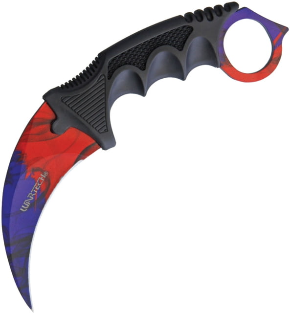Miscellaneous Multi Color Neck Knife 7.25in Overall 3.5in SS Karambit Blade Black Finger Grooved Nylon Handle Red And Purple Blade Black Nylon Neck - Miscellaneous