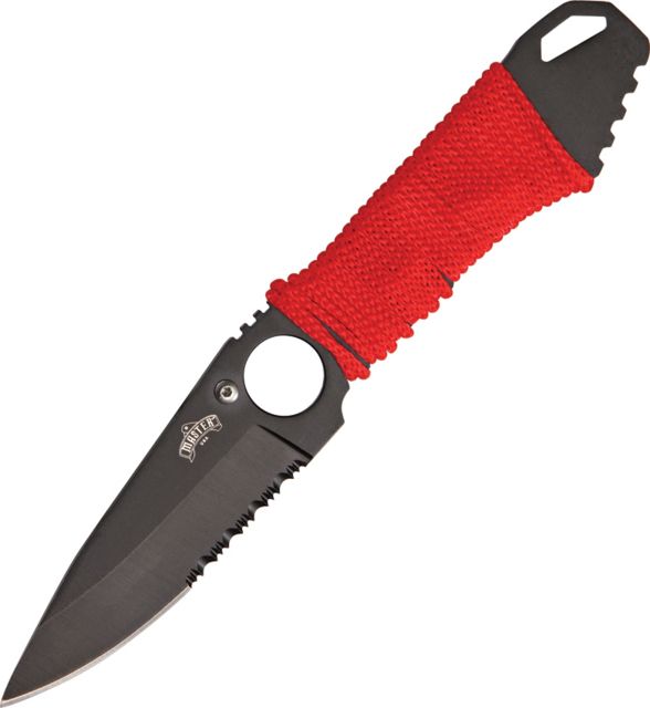 Miscellaneous Neck Fixed Blade Knife2.75inDrop Point BladeRed Nylon Cord Wrapped Handle M4241 - Master Cutlery