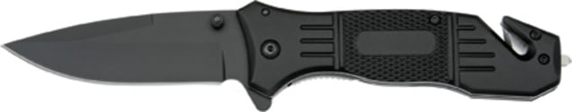 Miscellaneous Rescue Folding Knife4.5in closedAssisted Opening Blade Black Textured Metal Handle M3516 - Master Cutlery