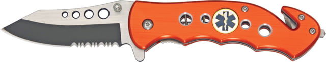 Miscellaneous Speed Assisted EMS Folding Knife4.75in closedPartially Serrated Stainless BladeOrange Alum Handle M3644 - Master Cutlery