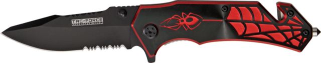 Miscellaneous Speed Assisted Spider Folding Knife3.25inPartially Serrated BladeRed Anodized Alum Handle/Black Cutout M3872 - Master Cutlery