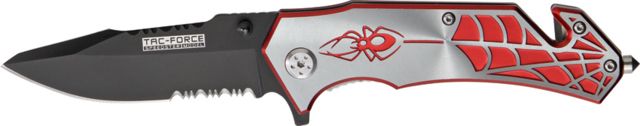 Miscellaneous Speed Assisted Spider Folding Knife3.25inPartially Serrated BladeRed Anodized Alum Handle/Silver Cutout M3875 - Master Cutlery