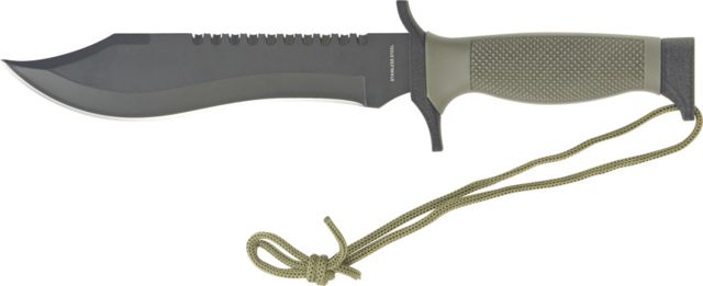Miscellaneous Survival Fixed Blade Knife7.125in Black Stainless Sawback BladeTextured Od Green Handle M3638 - Master Cutlery