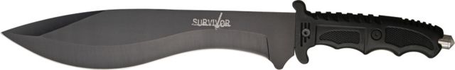 Miscellaneous Survival Fixed Blade Knife9.625inModified Kukri BladeTextured Black Fingergrooved Handle M4138 - Master Cutlery