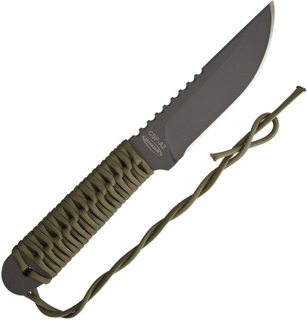 Mission CSP A2 OD Cord Wrap Fixed Blade Knife 5.25in A2 Tool Steel Drop Point OD Green Cord Wrapped Handle - Mission