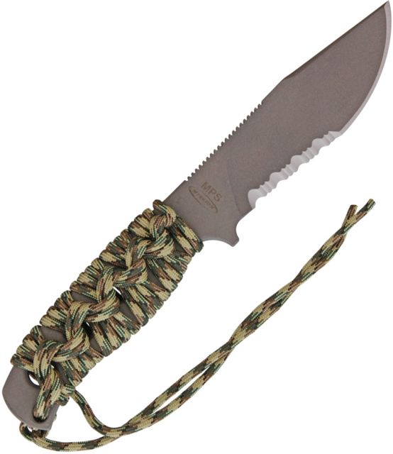 Mission MPS-Ti Fixed Blade Knife 5in Partially Serrated Skeletonized Handle Multi-Camo Cord Wrap - Mission