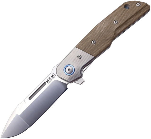 MKM Clap Linerlock Green Micarta Folding Knife 3" satin finish Bohler M390 stainless blade Green canvas micarta handle Titanium bolster MK LS01-GCT - Mkm