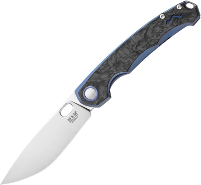 MKM Eclipse Blue/Black Folding Knife by Jesper Voxnaes 4.25in Closed 3.25in Satin CPM Magnacut SS Blade Blue Titanium Handle Nylon Case MK EL-BLCF - Mkm