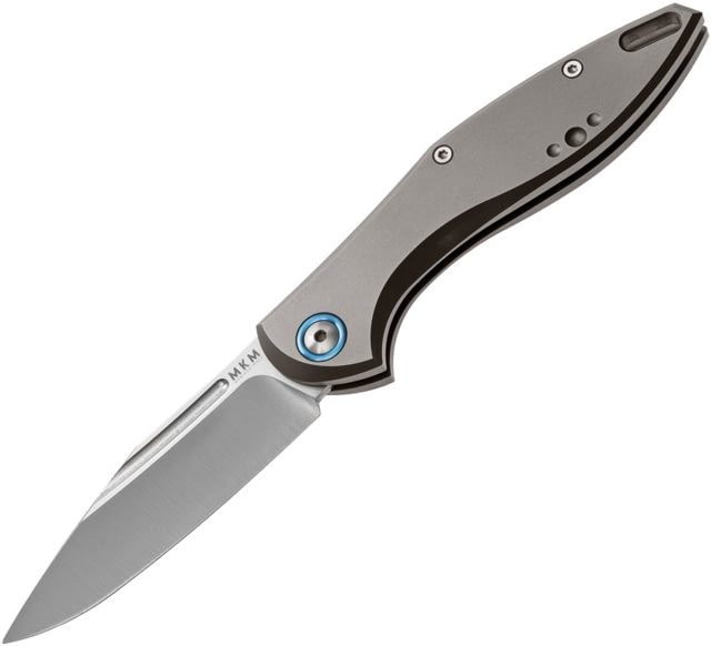 MKM Fara Slip Joint by Mercury Folding Knife 3in Satin Bohler M390 SS Blade Gray Titanium Handle Slip Joint Made In Italy By Mercury Black Leather - Mkm