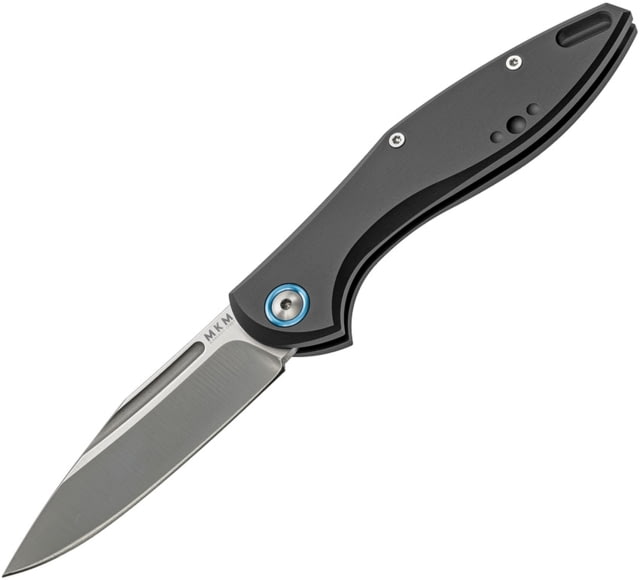 MKM Fara Slip Joint Mercury Folding Knife 3in Satin Bohler M390 SS Blade Black Anodized Aluminum Handle Slip Joint By Mercury SS Spacer Black Leather - Mkm