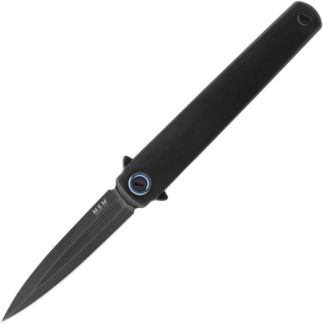 MKM Flame Framelock Dagger Dark SW Folding Knife 2.88" black stonewash finish Bohler M390 stainless Black stonewash finish titanium handle MK - Mkm