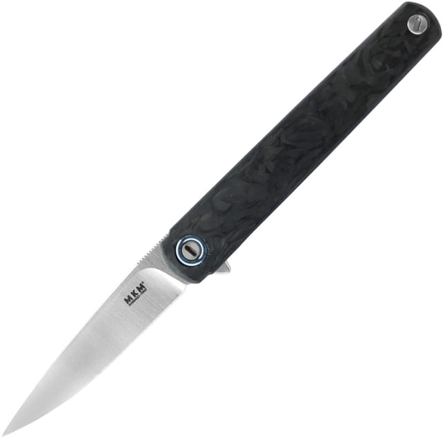 MKM Flame Framelock Drop CF Folding Knife 2.88" satin finish Bohler M390 stainless drop poin Marbled carbon fiber handle with Sandblast finish MK - Mkm